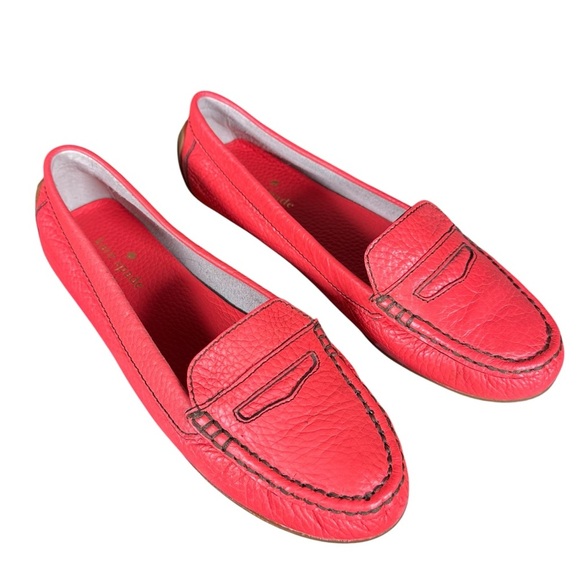 KATE SPADE Pebbled Leather Moccasin Loafers in melon - Picture 3 of 10